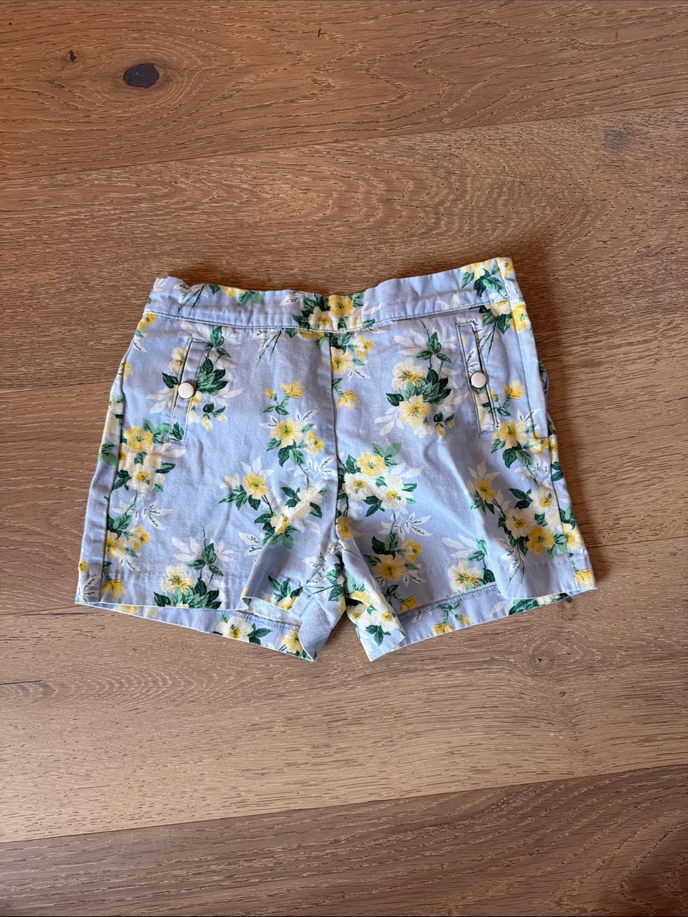 Janie and Jack Pale Blue Floral Shorts with Yellow Flower Print